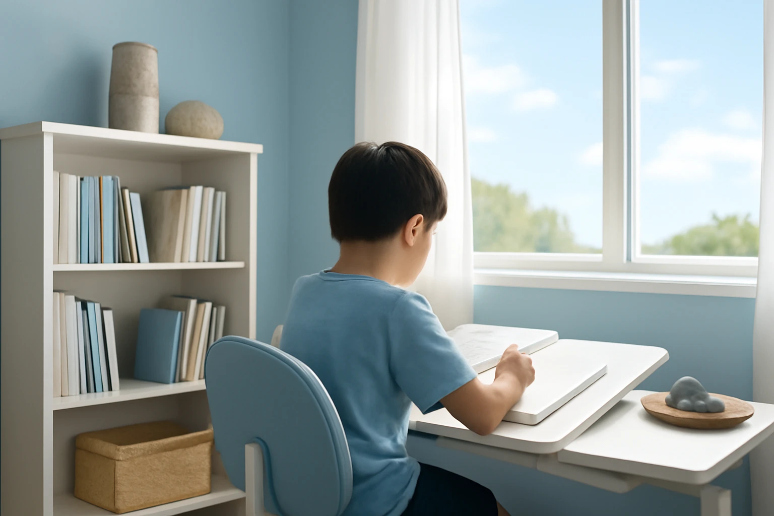 Góc học tập cho con: bàn ghế theo chiều cao, hướng ngồi, chỗ đặt và cách tách khỏi tivi, đồ chơi