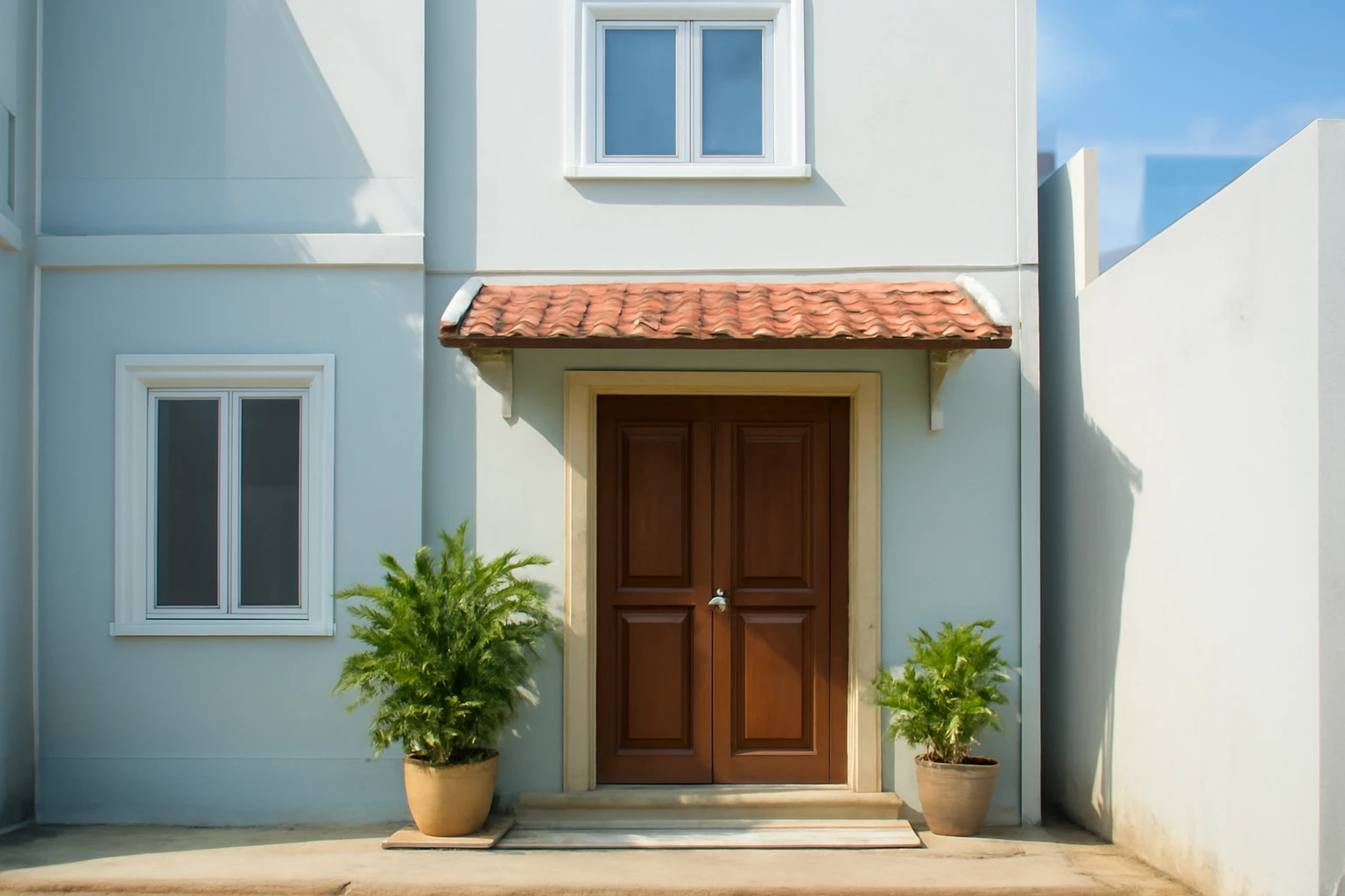 Mặt tiền nhà phố: cửa chính, cửa cuốn, mái che, bậc tam cấp làm sao cho đẹp, an toàn và hợp ý
